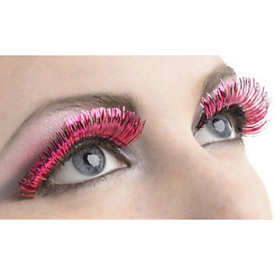 Fake Eyelashes - Tinsel Hot Pink