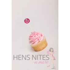 Hens Night Cupcake Toppers 10pack - ROUND GLITTER DIAMOND RING PINK