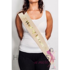Rose Gold Sash with Metallic Gold Writing - MAID OF HONOUR
