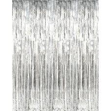 Tinsel Fringe Curtain - SILVER