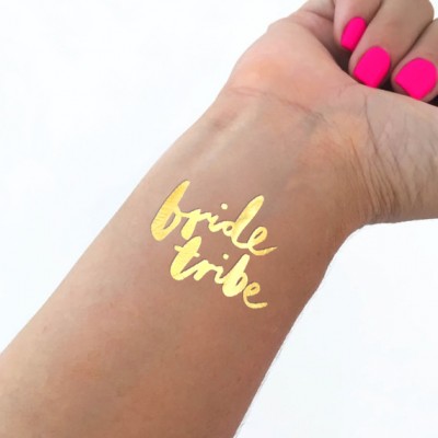 Temporary Tattoo Gold - Bride Tribe Italics