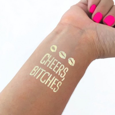 Temporary Tattoo Gold - Cheers Bitches with Lips