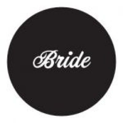 Round sticker - Bride Black with White Writing